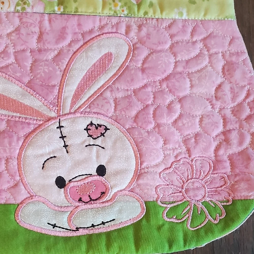 Cute Custom Pink and Green Bunny Bib-Perfect For Easter